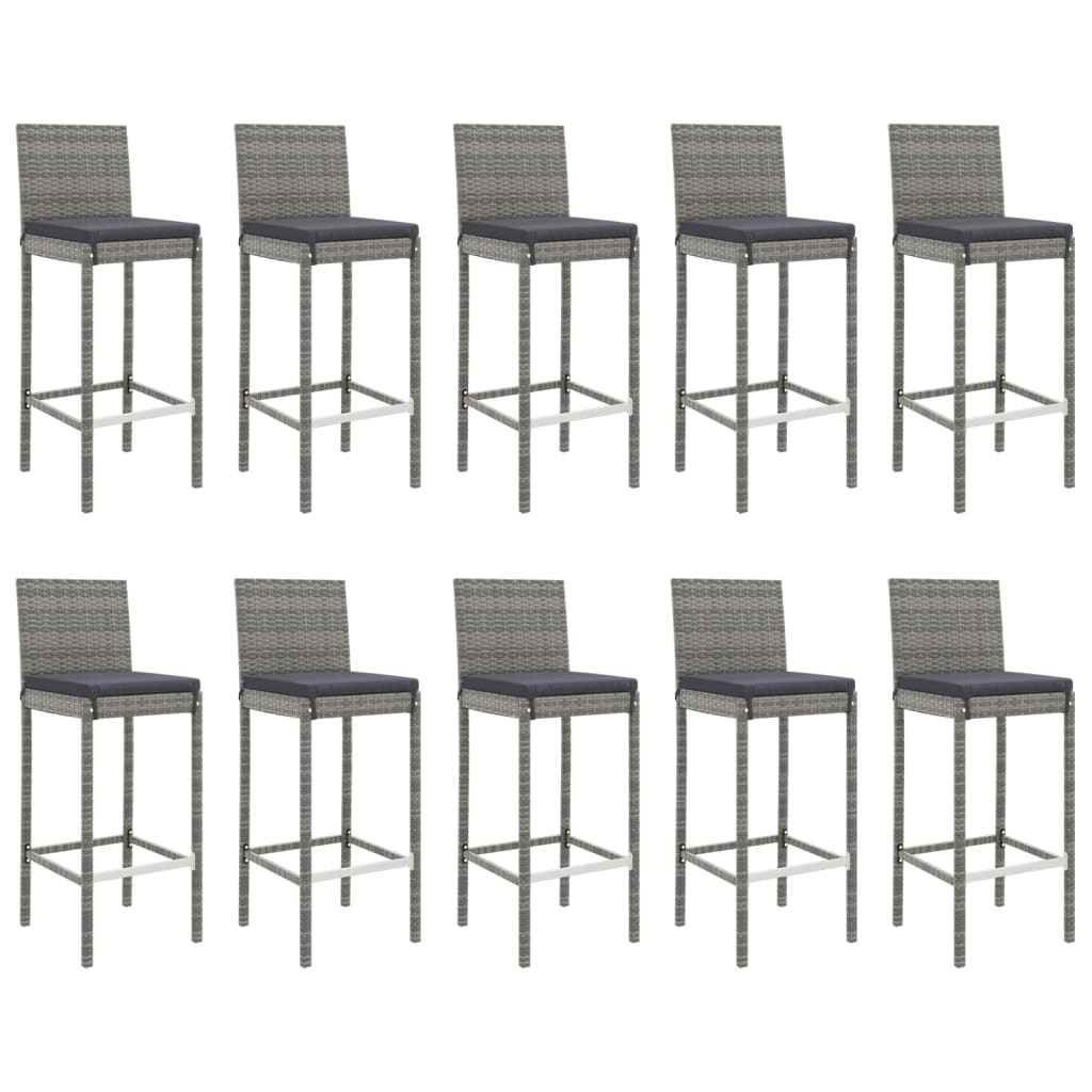 11-delige Tuinbarset met kussens poly rattan grijs is nu te koop bij PeponiXL, paradijselijk wonen!