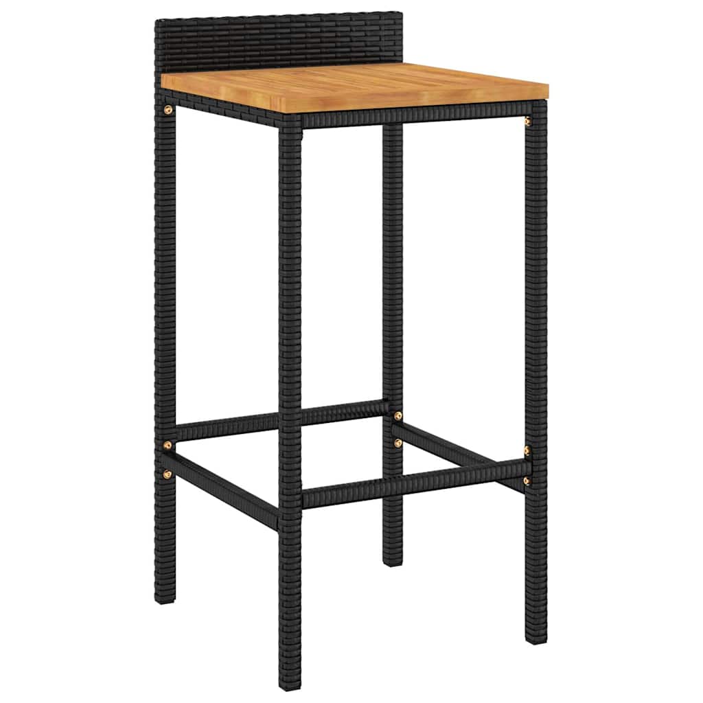 7-delige Tuinbarset poly rattan en massief acaciahout zwart is nu te koop bij PeponiXL, paradijselijk wonen!