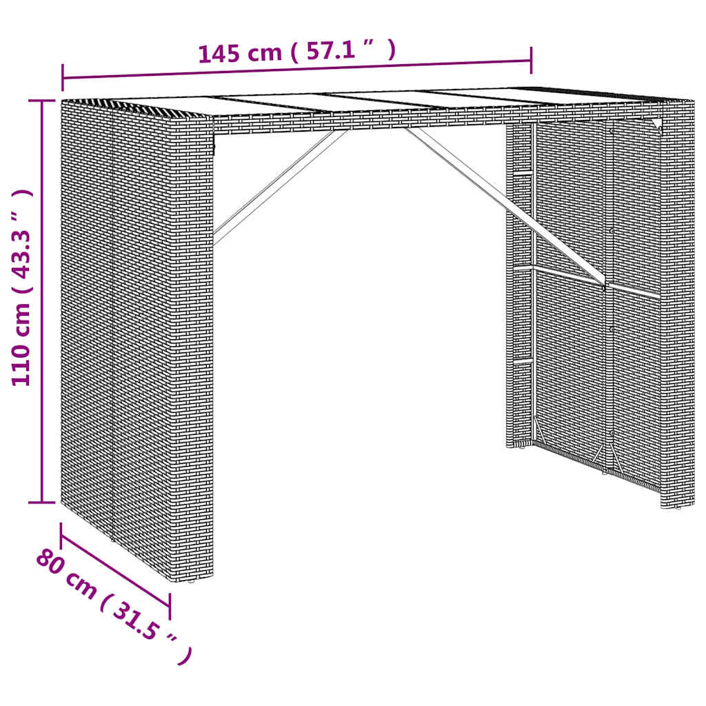 7-delige Tuinbarset poly rattan en massief acaciahout zwart is nu te koop bij PeponiXL, paradijselijk wonen!