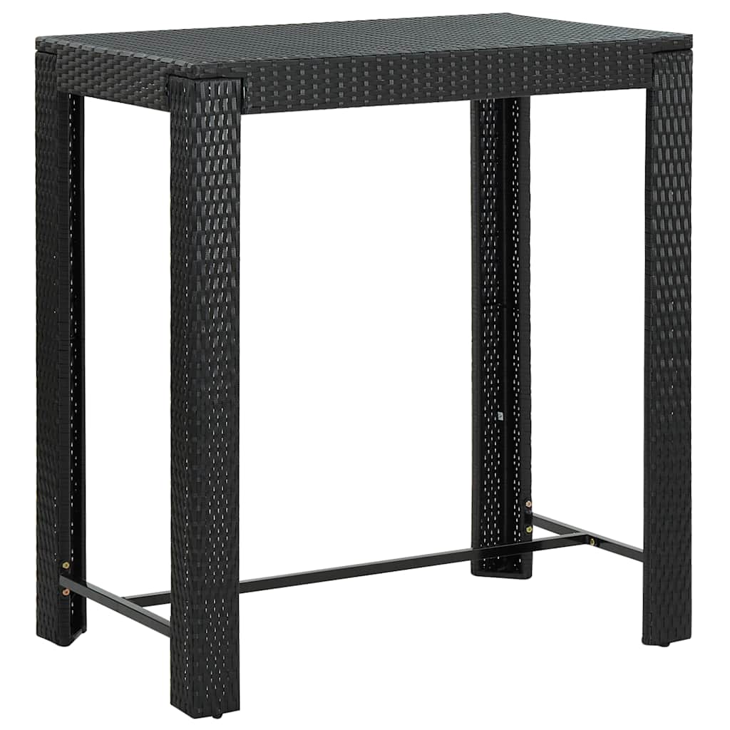 5-delige Tuinbarset poly rattan en massief acaciahout zwart is nu te koop bij PeponiXL, paradijselijk wonen!