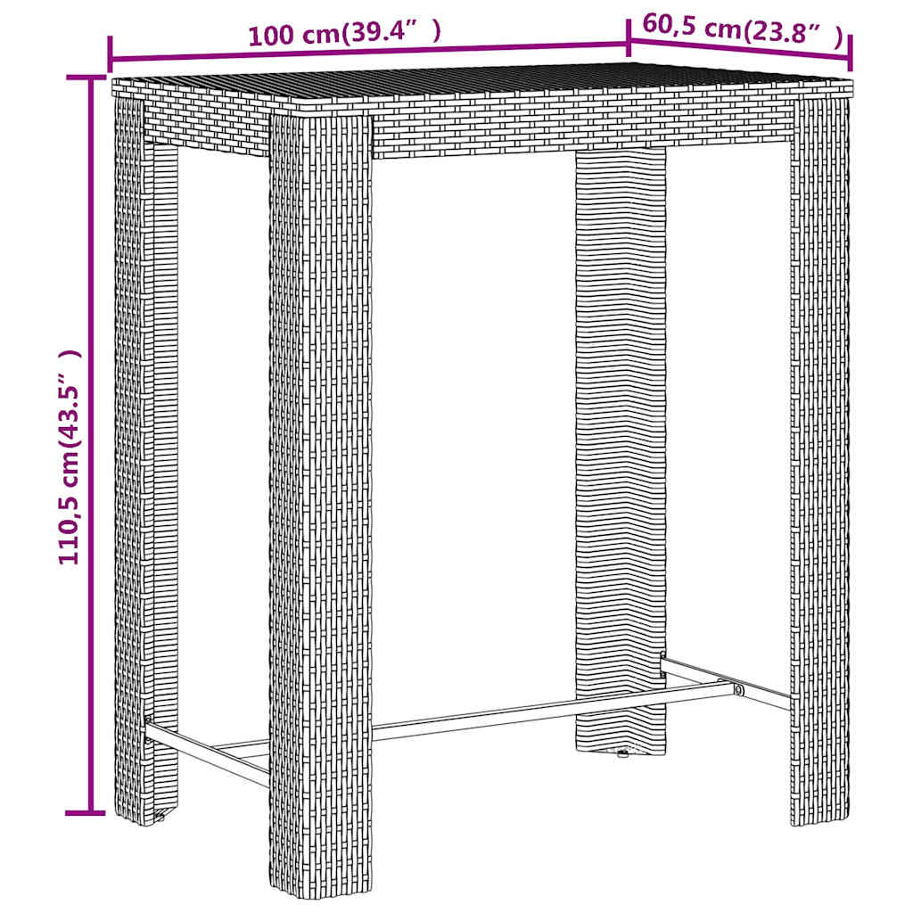 5-delige Tuinbarset poly rattan en massief acaciahout zwart is nu te koop bij PeponiXL, paradijselijk wonen!