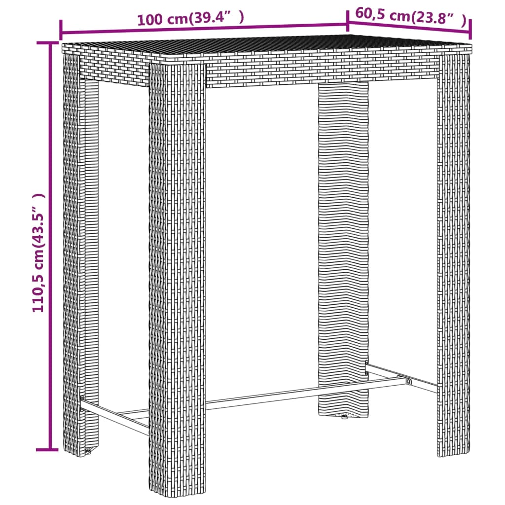 5-delige Tuinbarset poly rattan en massief acaciahout grijs is nu te koop bij PeponiXL, paradijselijk wonen!
