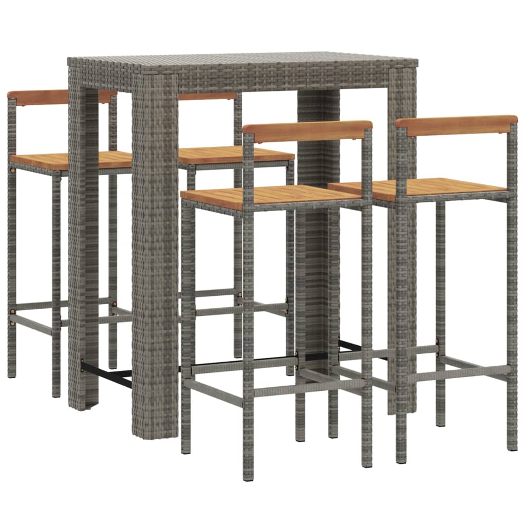 5-delige Tuinbarset poly rattan en massief acaciahout grijs is nu te koop bij PeponiXL, paradijselijk wonen!