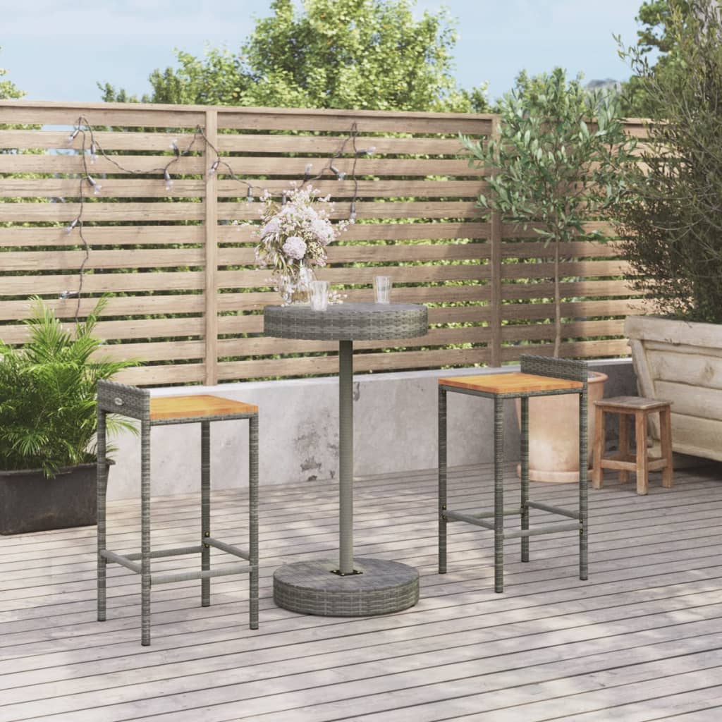 3-delige Tuinbarset poly rattan en massief acaciahout grijs is nu te koop bij PeponiXL, paradijselijk wonen!