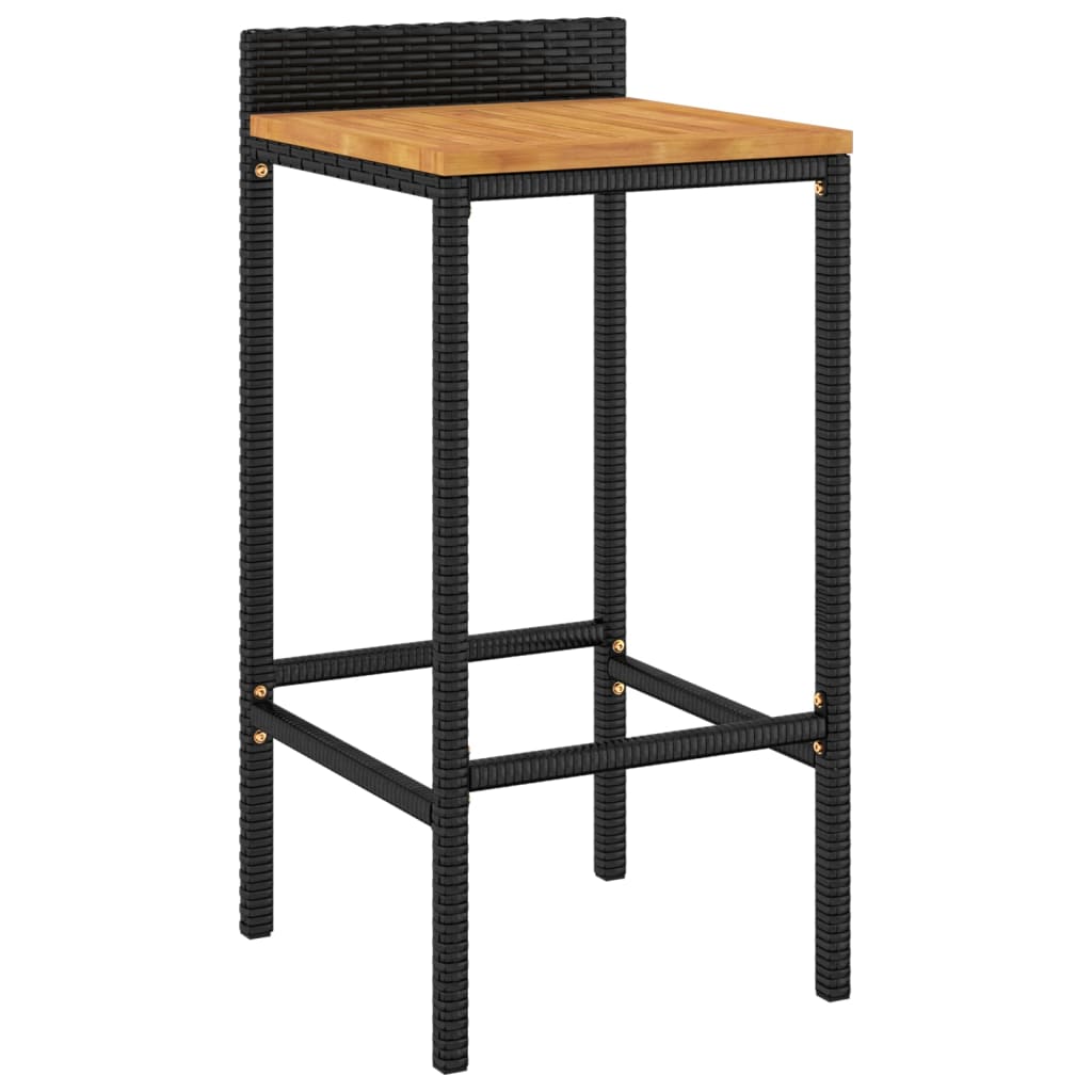 5-delige Tuinbarset poly rattan en massief acaciahout zwart is nu te koop bij PeponiXL, paradijselijk wonen!