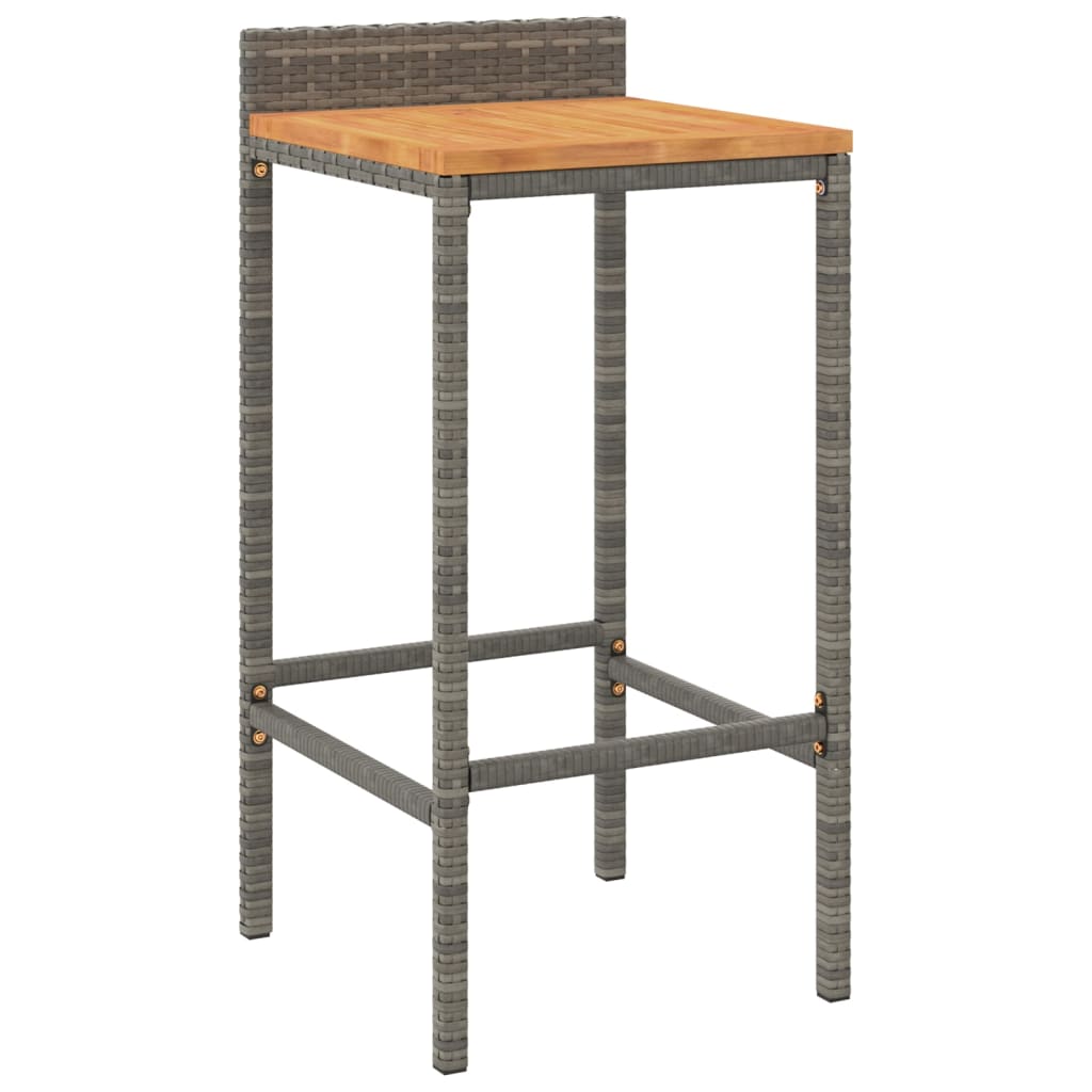 5-delige Tuinbarset poly rattan en massief acaciahout grijs is nu te koop bij PeponiXL, paradijselijk wonen!
