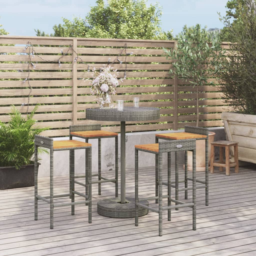 5-delige Tuinbarset poly rattan en massief acaciahout grijs is nu te koop bij PeponiXL, paradijselijk wonen!