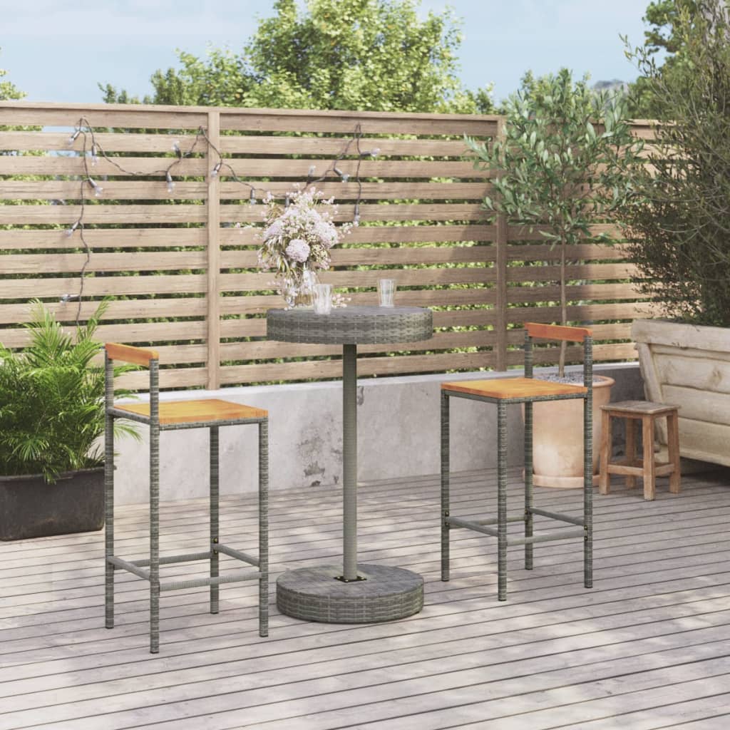 3-delige Tuinbarset poly rattan en massief acaciahout grijs is nu te koop bij PeponiXL, paradijselijk wonen!