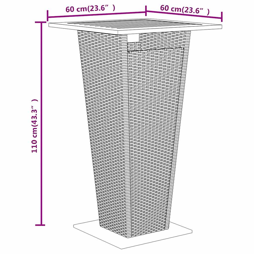 3-delige Tuinbarset poly rattan en massief acaciahout zwart is nu te koop bij PeponiXL, paradijselijk wonen!