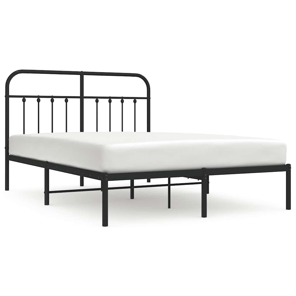 Bedframe met hoofdbord metaal zwart 150x200 cm is nu te koop bij PeponiXL, paradijselijk wonen!