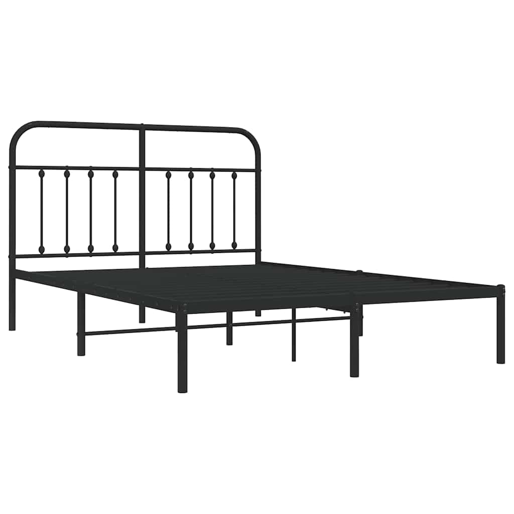 Bedframe met hoofdbord metaal zwart 150x200 cm is nu te koop bij PeponiXL, paradijselijk wonen!