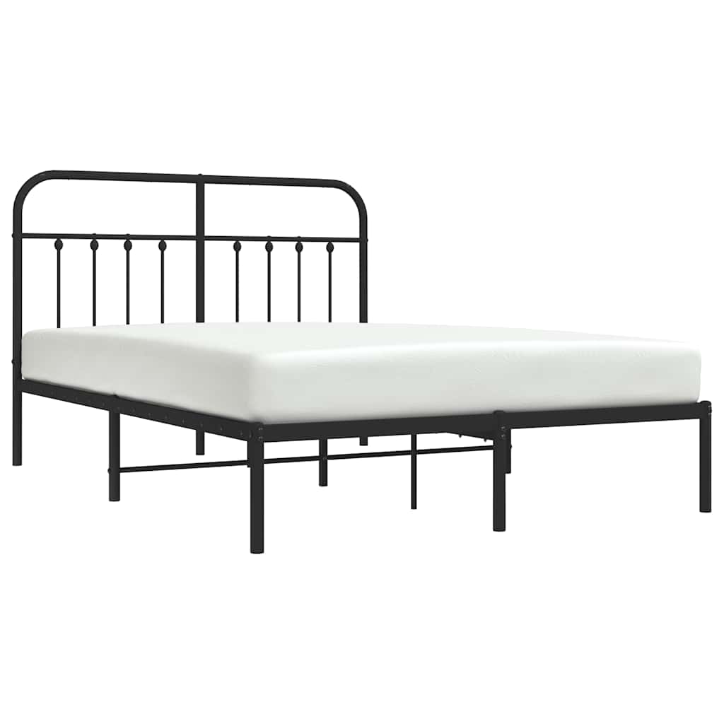 Bedframe met hoofdbord metaal zwart 150x200 cm is nu te koop bij PeponiXL, paradijselijk wonen!