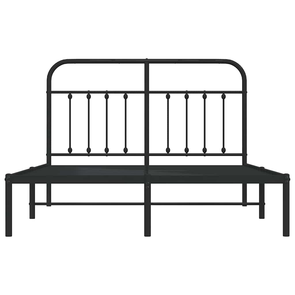 Bedframe met hoofdbord metaal zwart 150x200 cm is nu te koop bij PeponiXL, paradijselijk wonen!