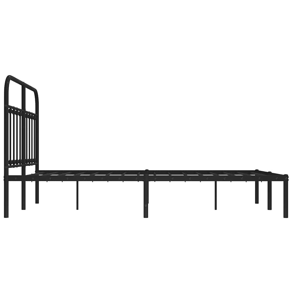 Bedframe met hoofdbord metaal zwart 150x200 cm is nu te koop bij PeponiXL, paradijselijk wonen!