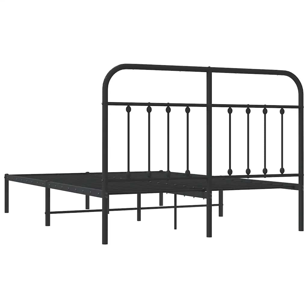 Bedframe met hoofdbord metaal zwart 150x200 cm is nu te koop bij PeponiXL, paradijselijk wonen!