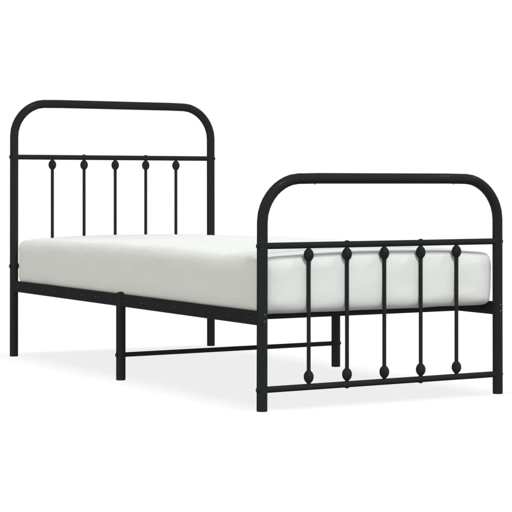 Bedframe met hoofd- en voeteneinde metaal zwart 90x200 cm is nu te koop bij PeponiXL, paradijselijk wonen!