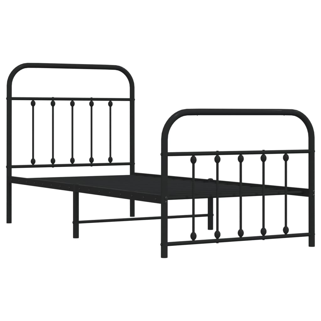 Bedframe met hoofd- en voeteneinde metaal zwart 90x200 cm is nu te koop bij PeponiXL, paradijselijk wonen!