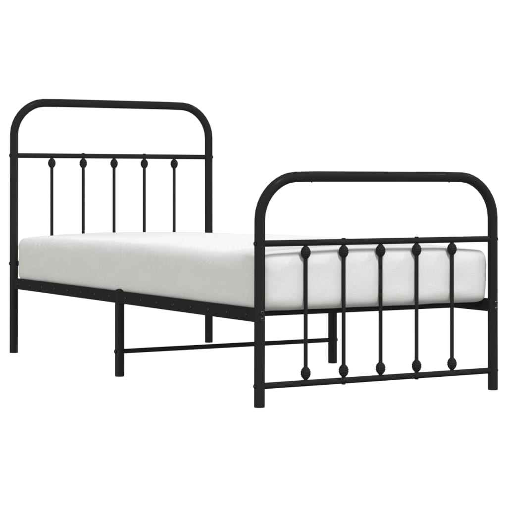 Bedframe met hoofd- en voeteneinde metaal zwart 90x200 cm is nu te koop bij PeponiXL, paradijselijk wonen!