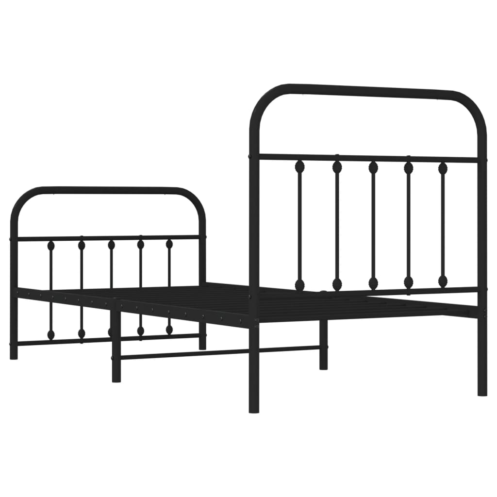 Bedframe met hoofd- en voeteneinde metaal zwart 90x200 cm is nu te koop bij PeponiXL, paradijselijk wonen!