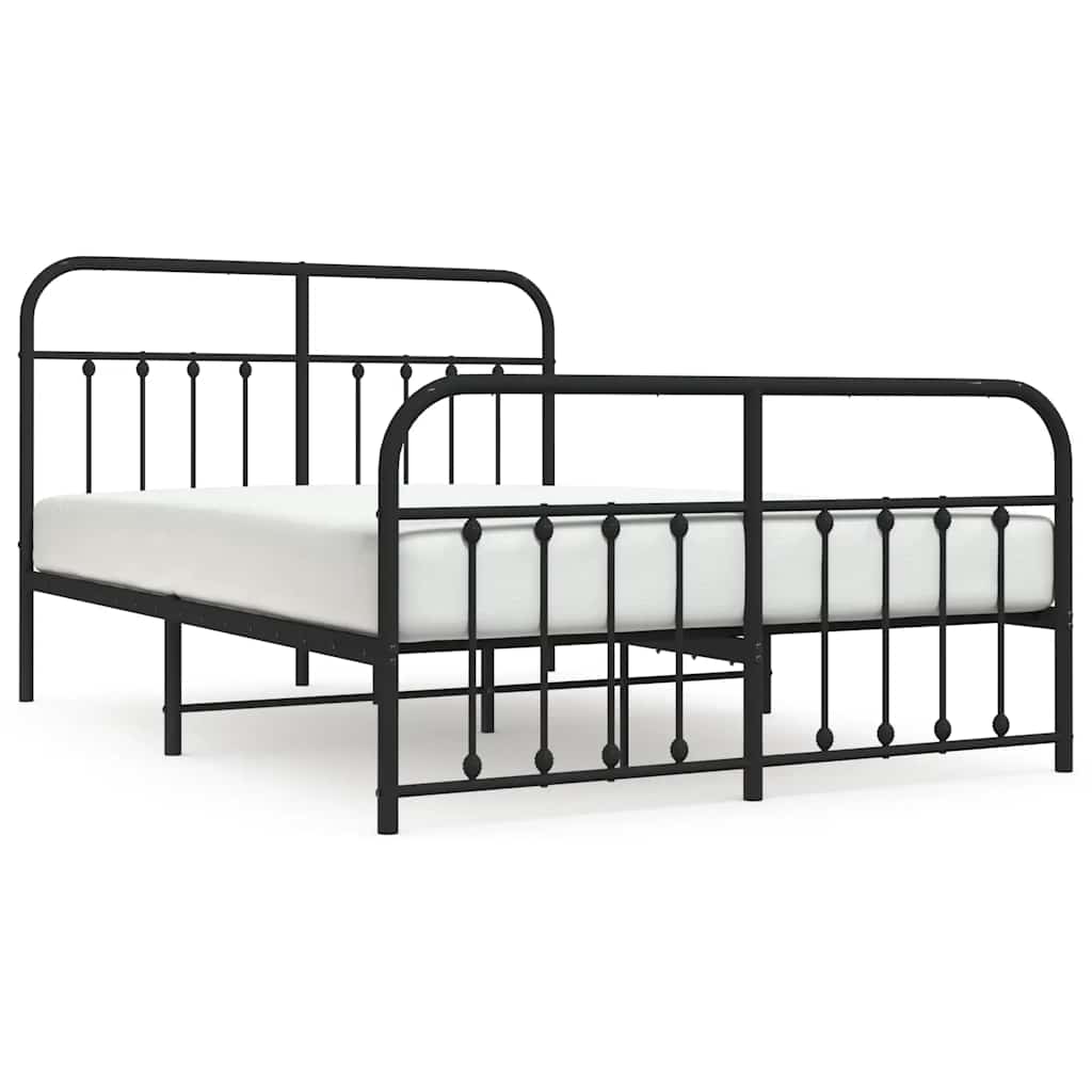 Bedframe met hoofd- en voeteneinde metaal zwart 135x190 cm is nu te koop bij PeponiXL, paradijselijk wonen!