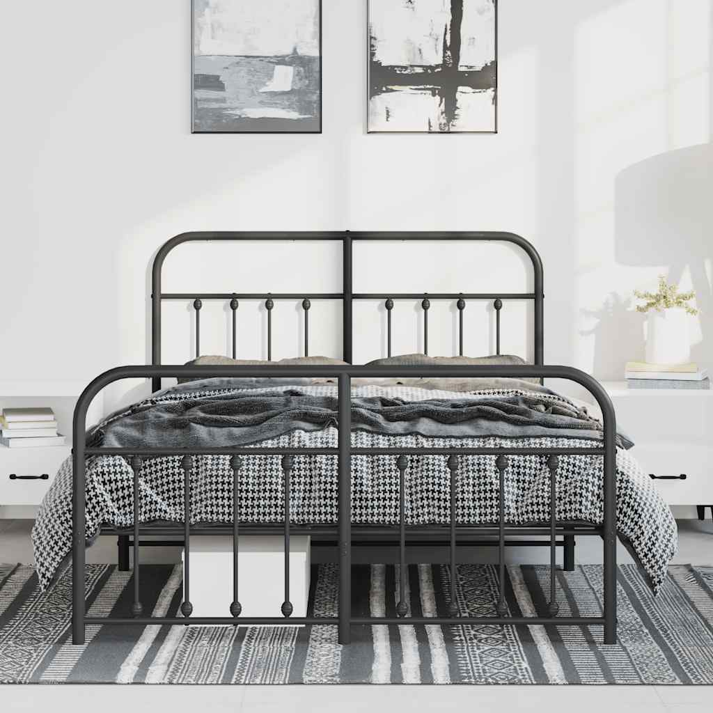 Bedframe met hoofd- en voeteneinde metaal zwart 135x190 cm is nu te koop bij PeponiXL, paradijselijk wonen!