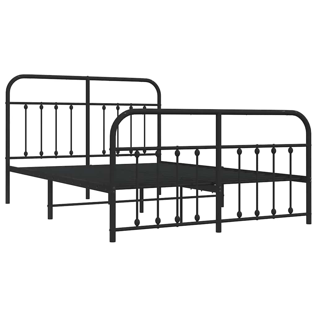 Bedframe met hoofd- en voeteneinde metaal zwart 135x190 cm is nu te koop bij PeponiXL, paradijselijk wonen!