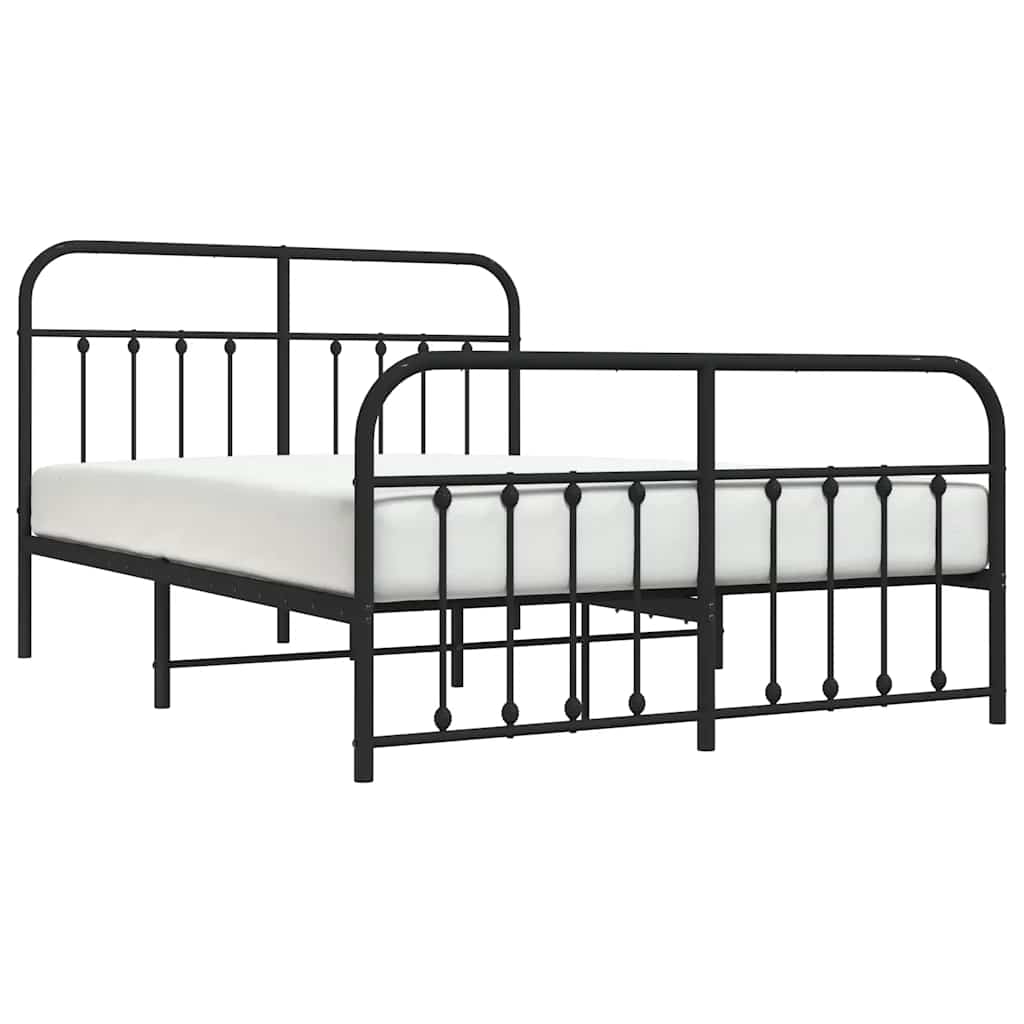 Bedframe met hoofd- en voeteneinde metaal zwart 135x190 cm is nu te koop bij PeponiXL, paradijselijk wonen!