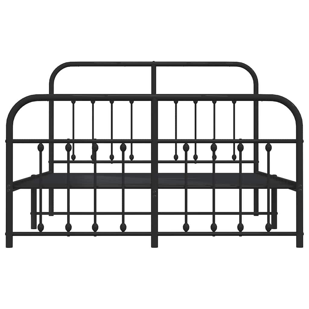 Bedframe met hoofd- en voeteneinde metaal zwart 135x190 cm is nu te koop bij PeponiXL, paradijselijk wonen!
