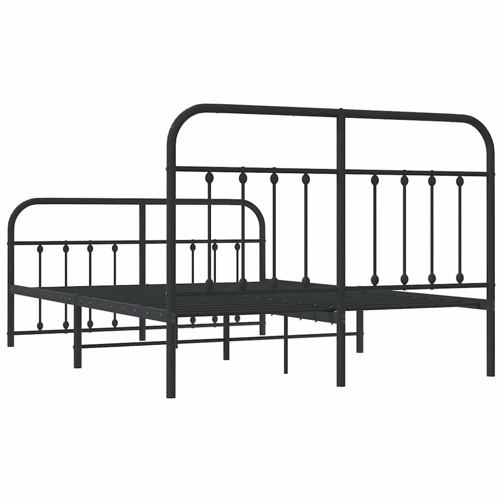 Bedframe met hoofd- en voeteneinde metaal zwart 135x190 cm is nu te koop bij PeponiXL, paradijselijk wonen!