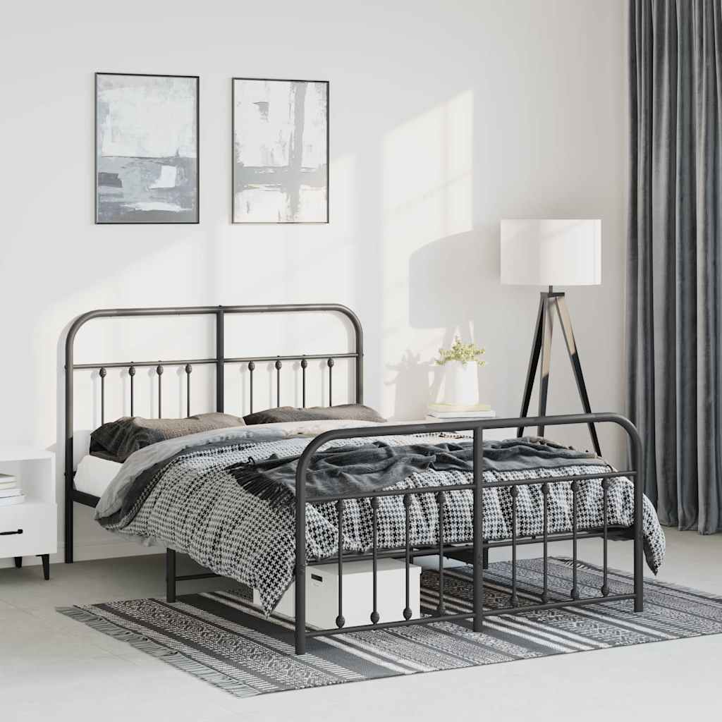 Bedframe met hoofd- en voeteneinde metaal zwart 135x190 cm is nu te koop bij PeponiXL, paradijselijk wonen!