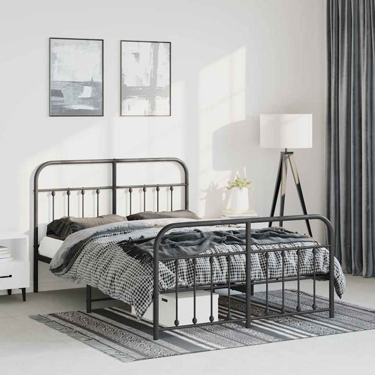 Bedframe met hoofd- en voeteneinde metaal zwart 135x190 cm is nu te koop bij PeponiXL, paradijselijk wonen!