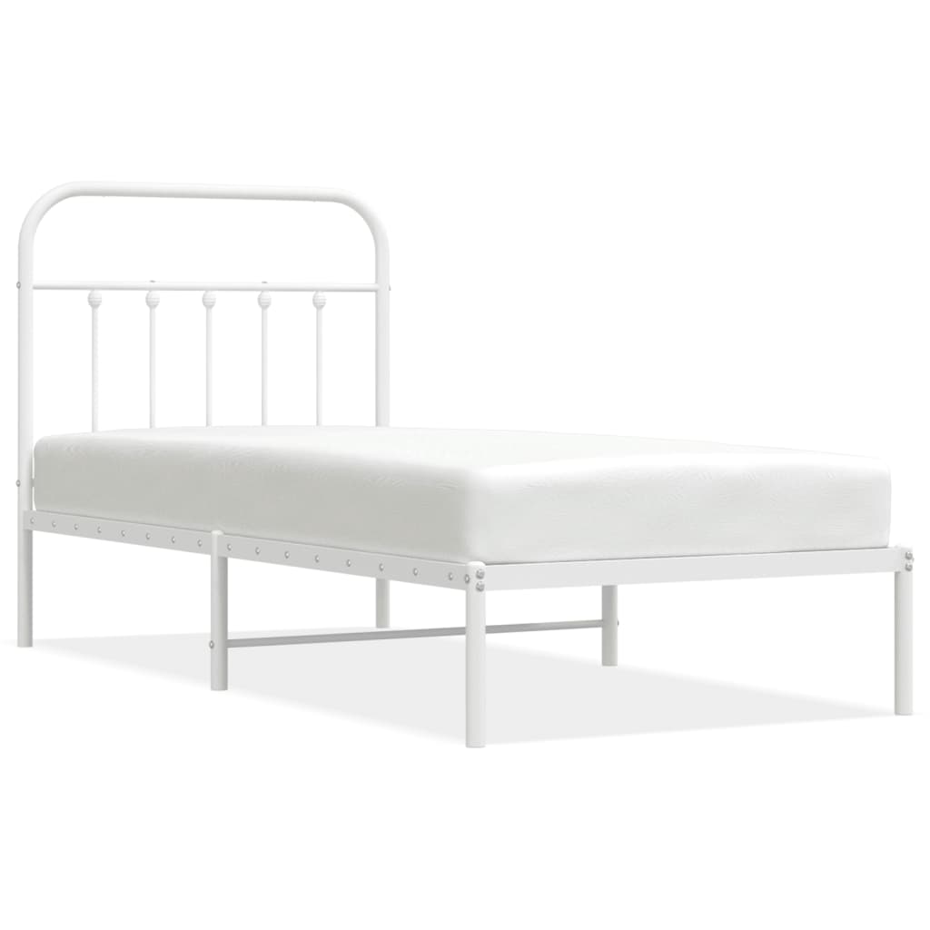 Bedframe met hoofdbord metaal wit 90x190 cm is nu te koop bij PeponiXL, paradijselijk wonen!