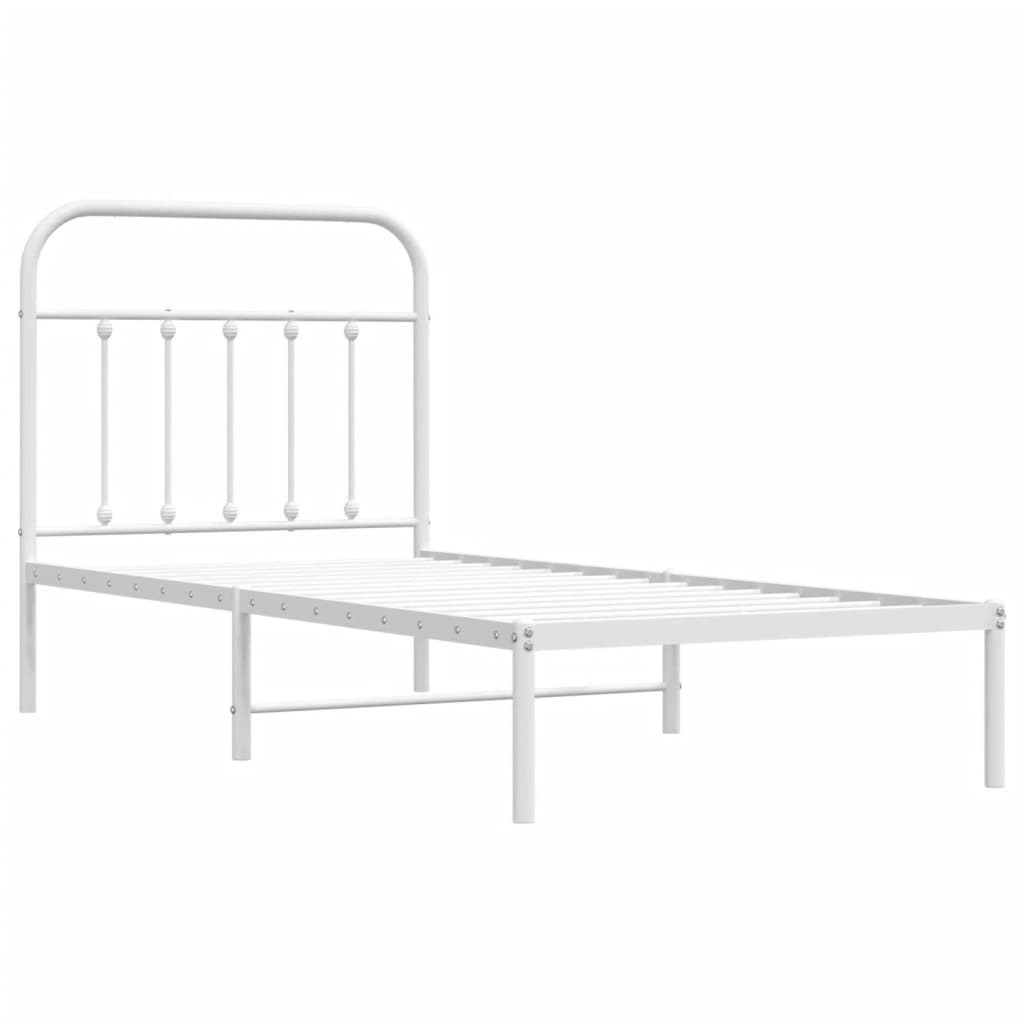 Bedframe met hoofdbord metaal wit 90x190 cm is nu te koop bij PeponiXL, paradijselijk wonen!