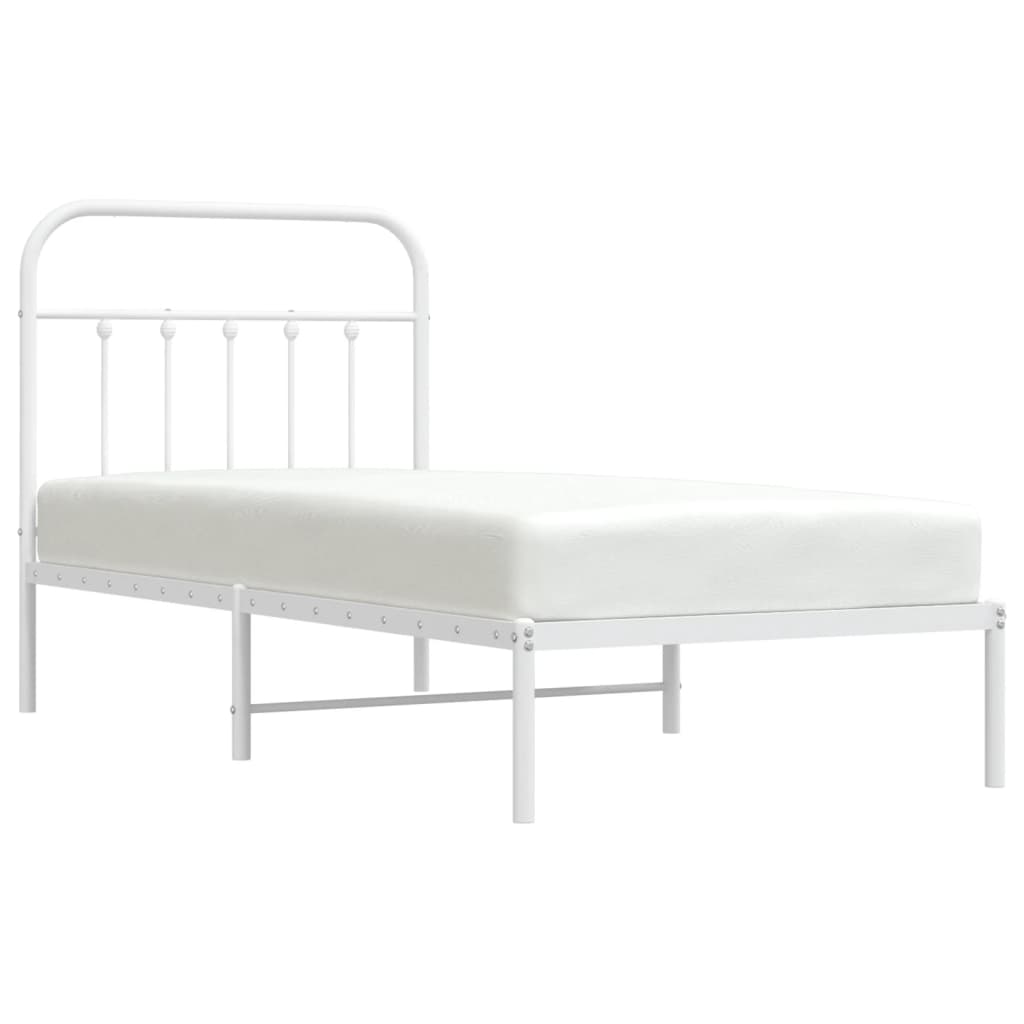 Bedframe met hoofdbord metaal wit 90x190 cm is nu te koop bij PeponiXL, paradijselijk wonen!