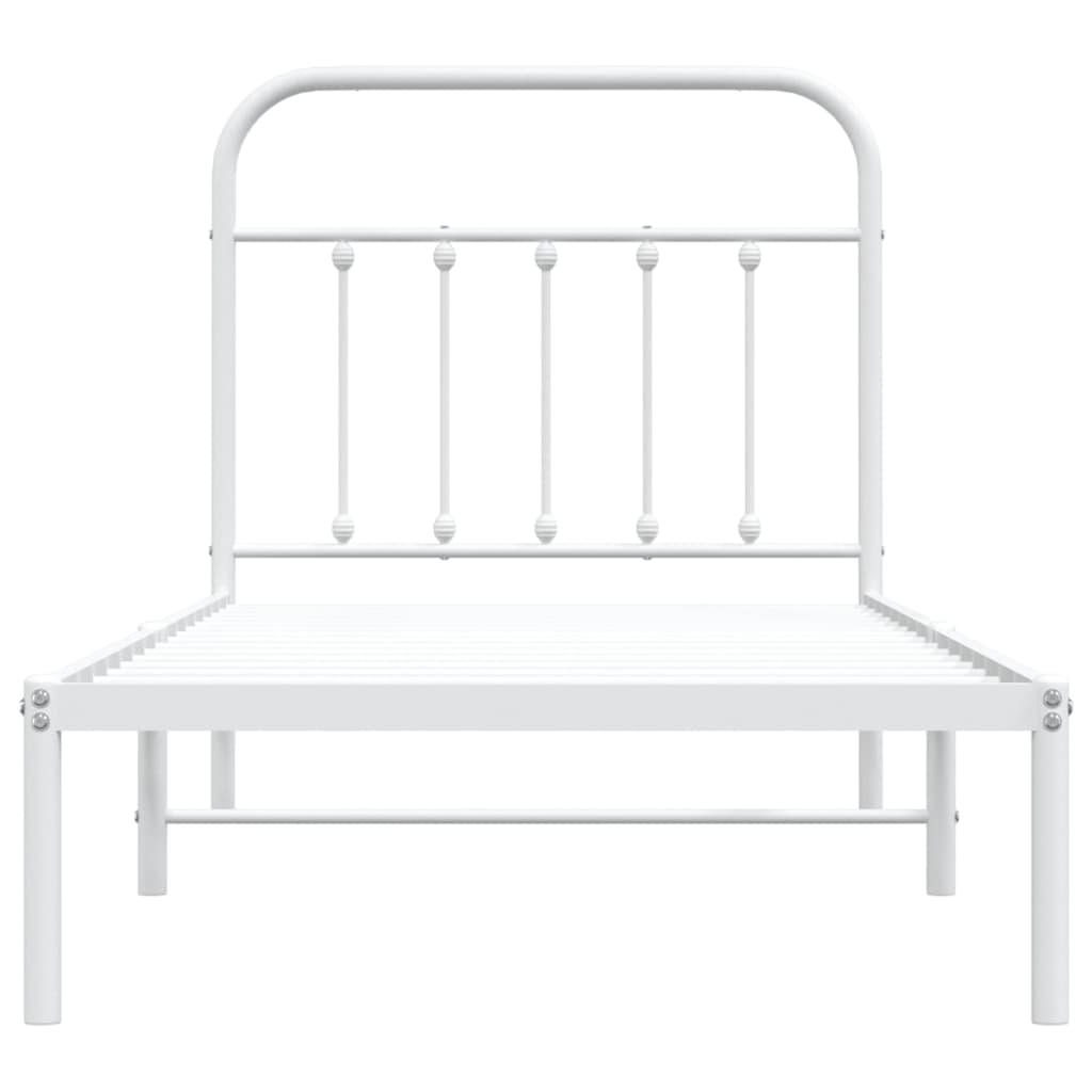 Bedframe met hoofdbord metaal wit 90x190 cm is nu te koop bij PeponiXL, paradijselijk wonen!