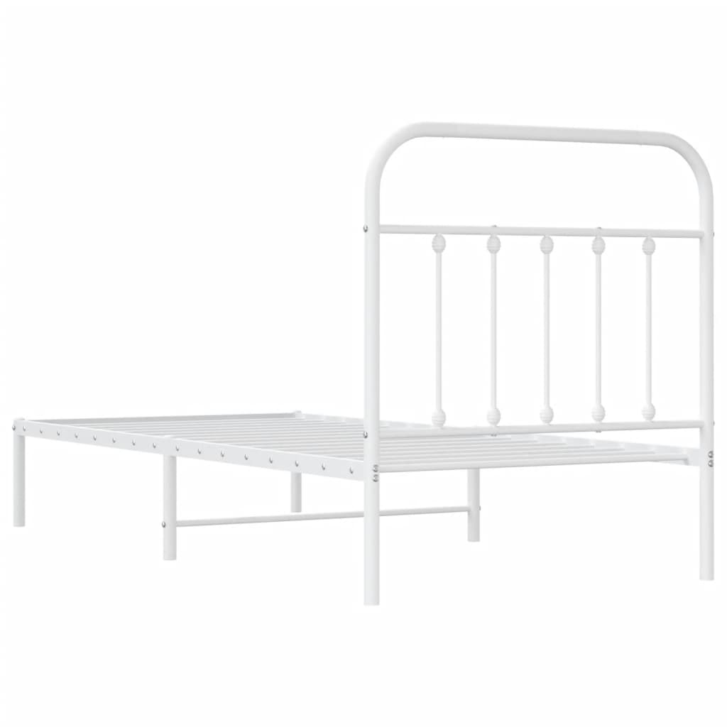 Bedframe met hoofdbord metaal wit 90x190 cm is nu te koop bij PeponiXL, paradijselijk wonen!