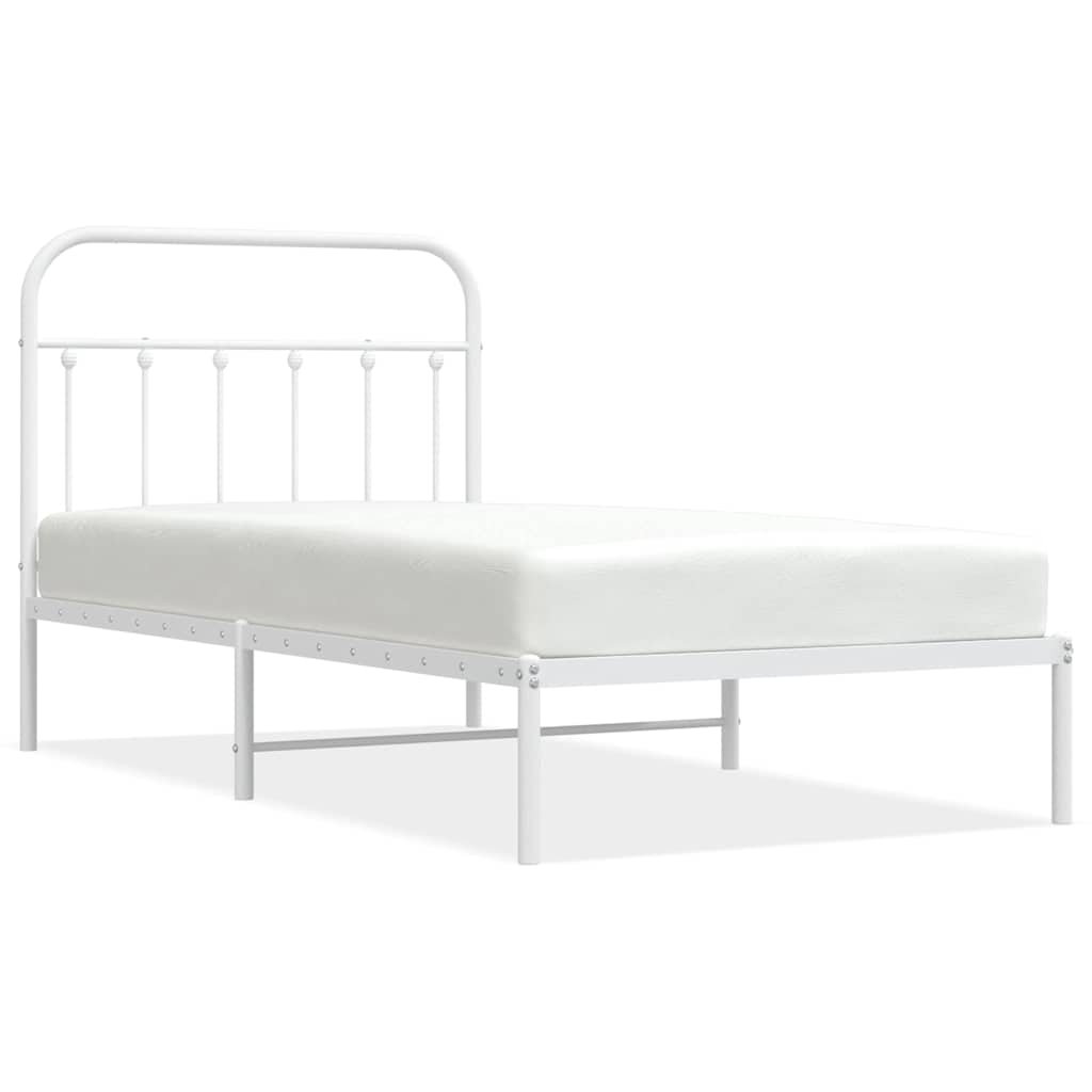 Bedframe met hoofdbord metaal wit 100x190 cm is nu te koop bij PeponiXL, paradijselijk wonen!