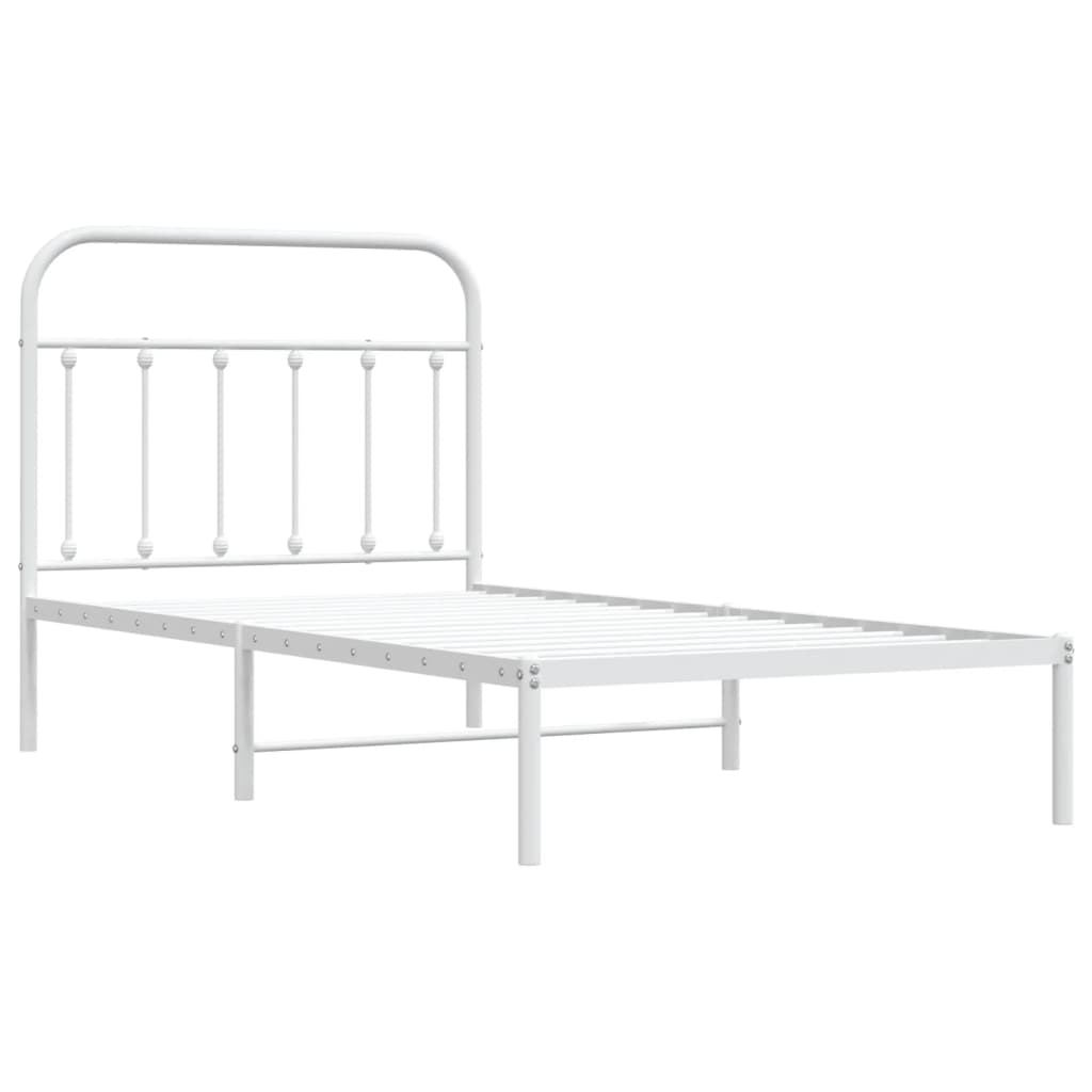Bedframe met hoofdbord metaal wit 100x190 cm is nu te koop bij PeponiXL, paradijselijk wonen!