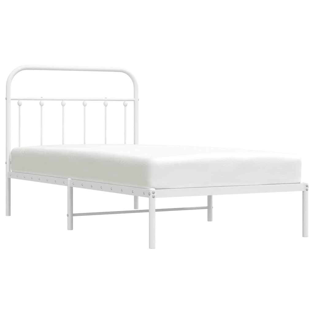 Bedframe met hoofdbord metaal wit 100x190 cm is nu te koop bij PeponiXL, paradijselijk wonen!