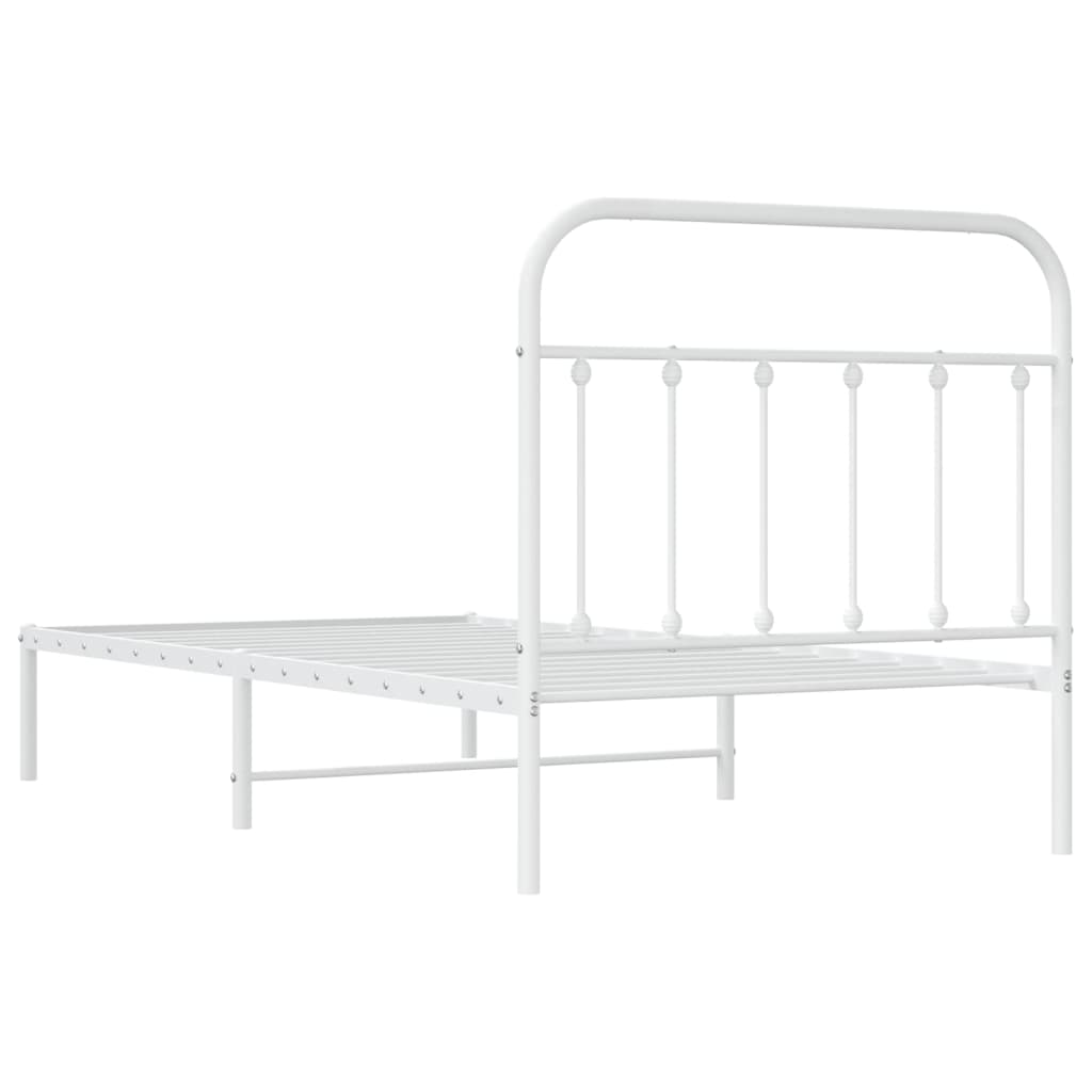 Bedframe met hoofdbord metaal wit 100x190 cm is nu te koop bij PeponiXL, paradijselijk wonen!