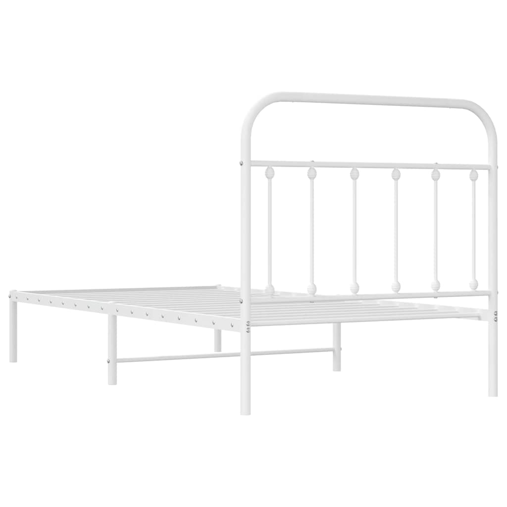 Bedframe met hoofdbord metaal wit 100x190 cm is nu te koop bij PeponiXL, paradijselijk wonen!