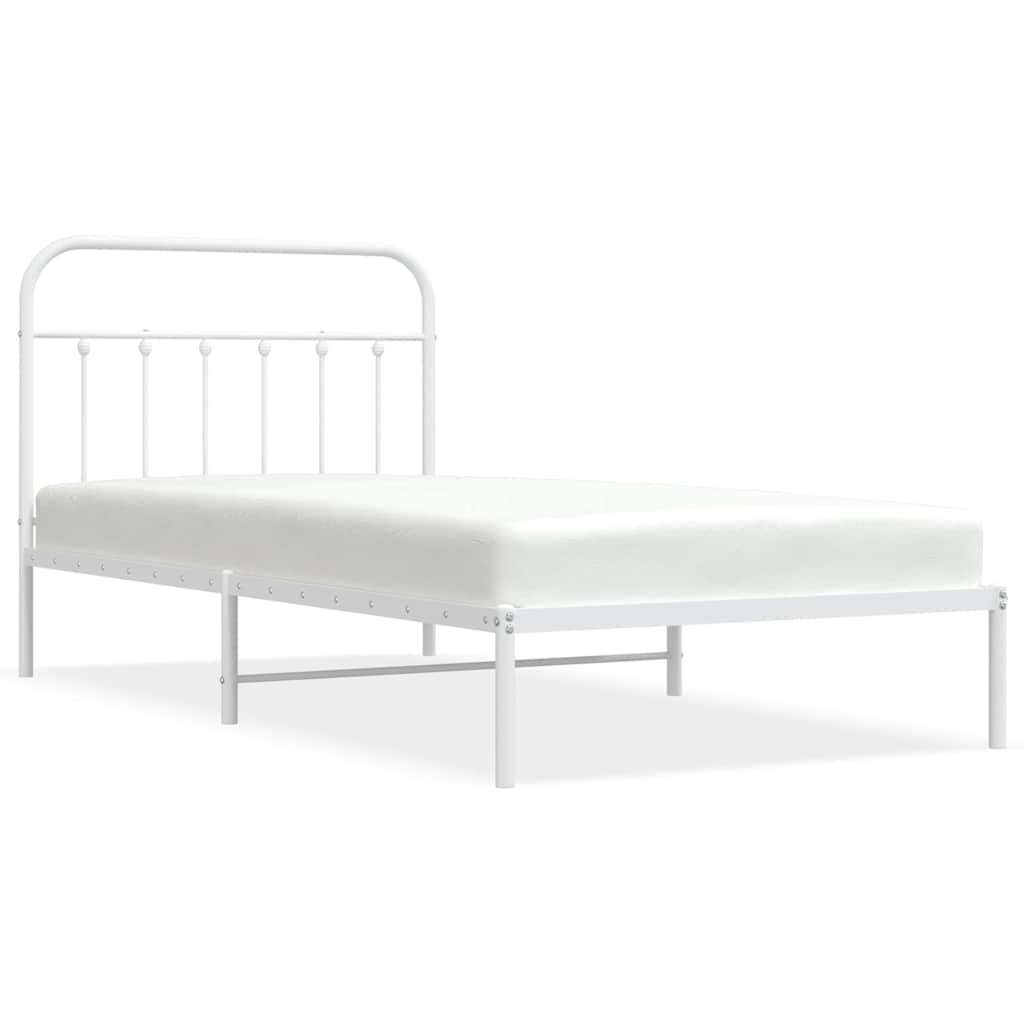 Bedframe met hoofdbord metaal wit 100x200 cm is nu te koop bij PeponiXL, paradijselijk wonen!