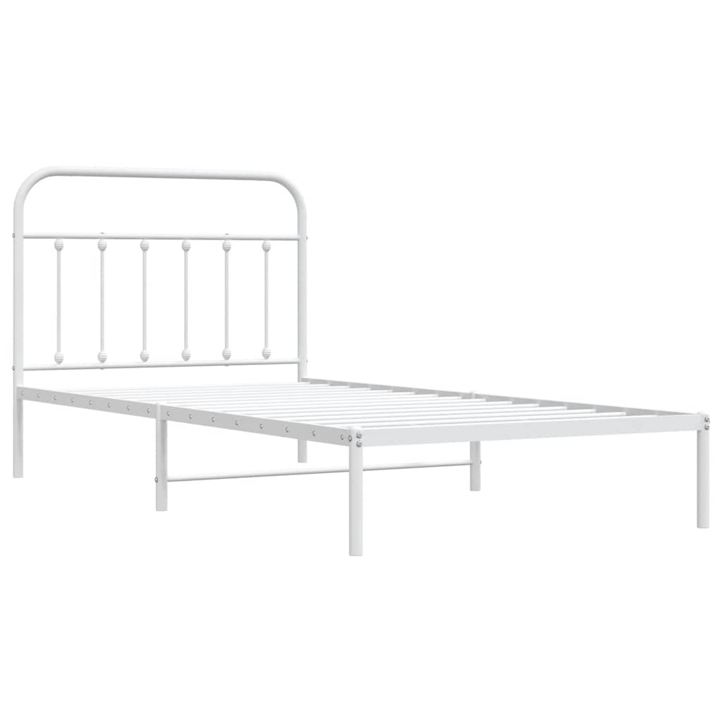 Bedframe met hoofdbord metaal wit 100x200 cm is nu te koop bij PeponiXL, paradijselijk wonen!