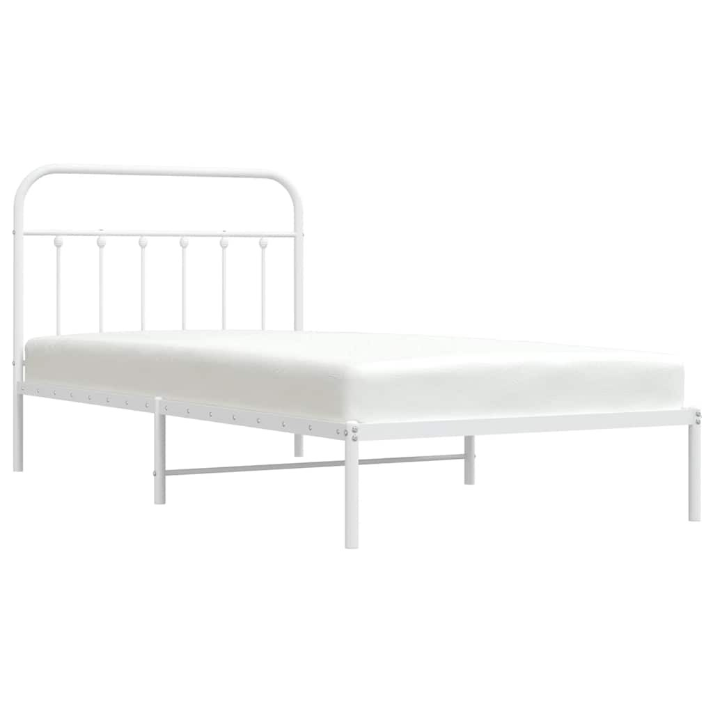 Bedframe met hoofdbord metaal wit 100x200 cm is nu te koop bij PeponiXL, paradijselijk wonen!