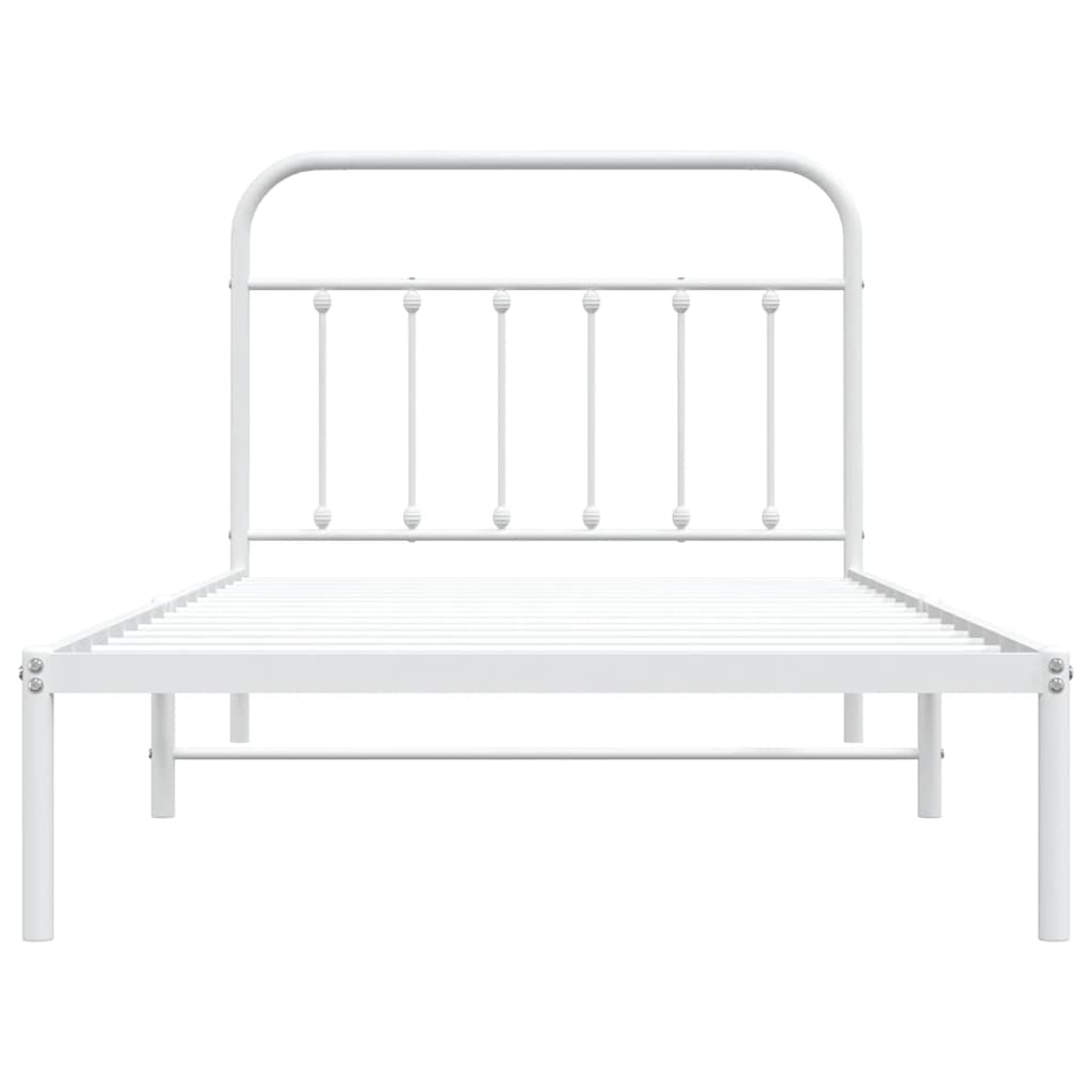 Bedframe met hoofdbord metaal wit 100x200 cm is nu te koop bij PeponiXL, paradijselijk wonen!