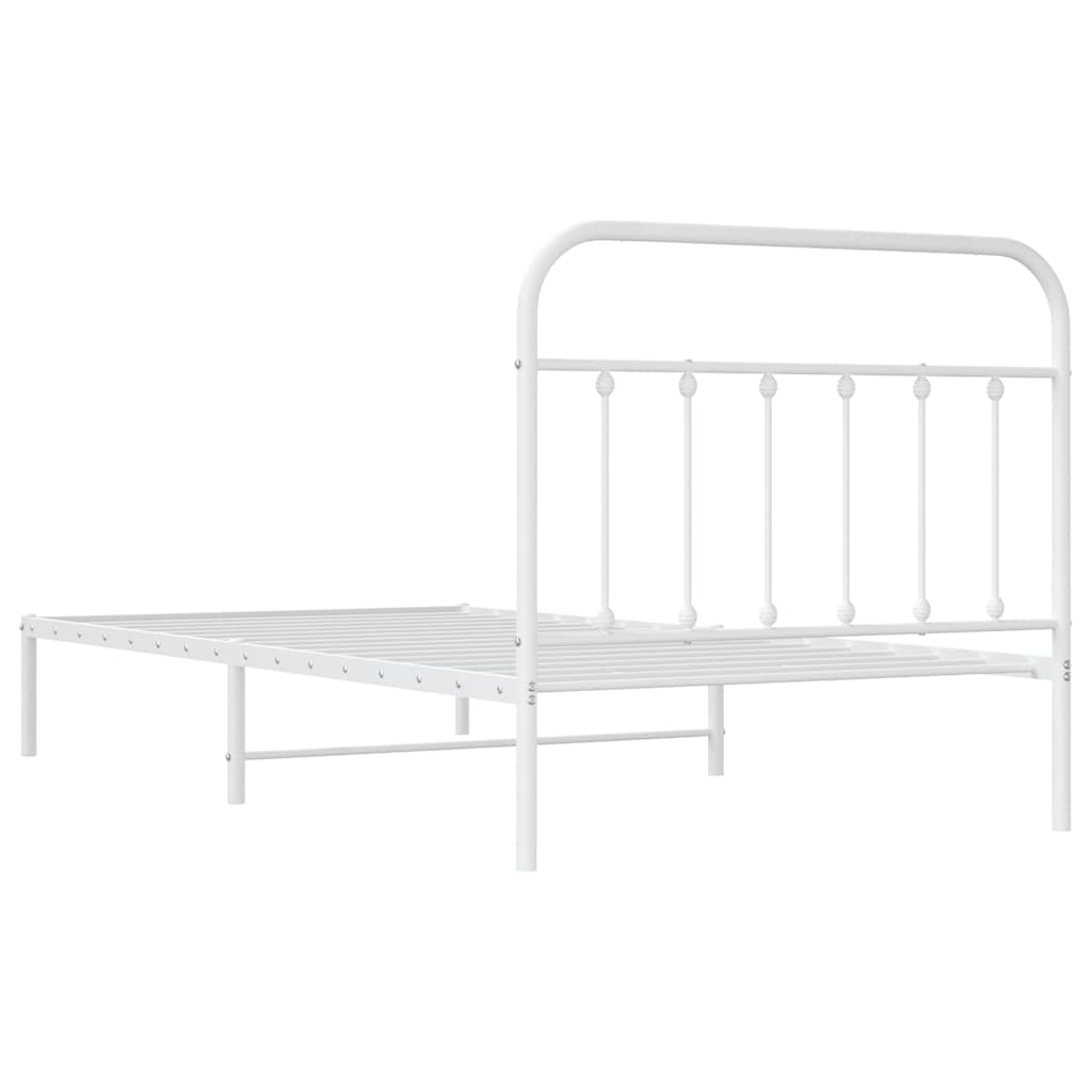 Bedframe met hoofdbord metaal wit 100x200 cm is nu te koop bij PeponiXL, paradijselijk wonen!