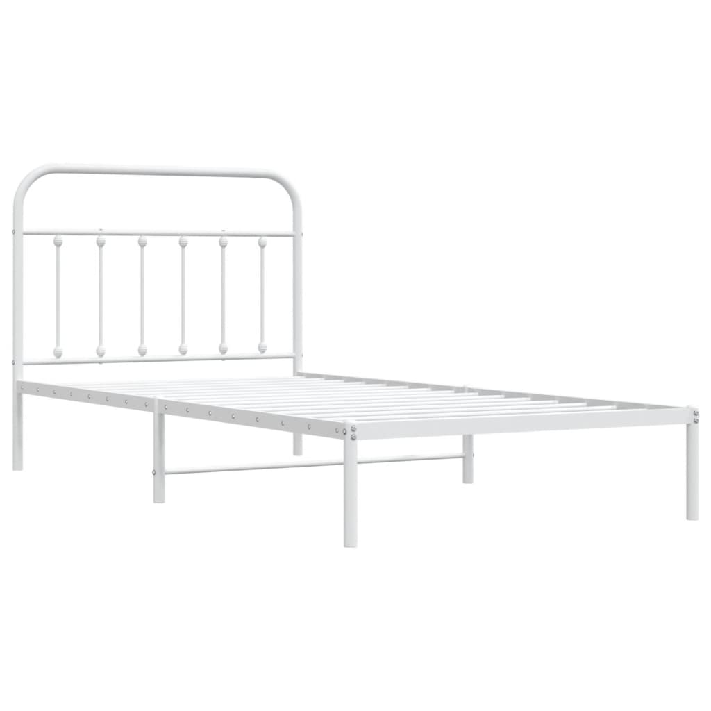Bedframe met hoofdbord metaal wit 107x203 cm is nu te koop bij PeponiXL, paradijselijk wonen!