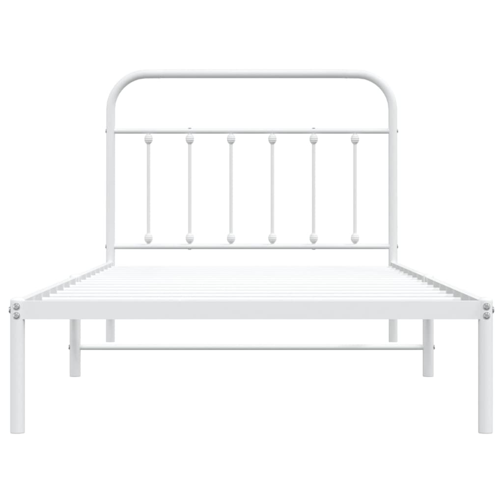 Bedframe met hoofdbord metaal wit 107x203 cm is nu te koop bij PeponiXL, paradijselijk wonen!