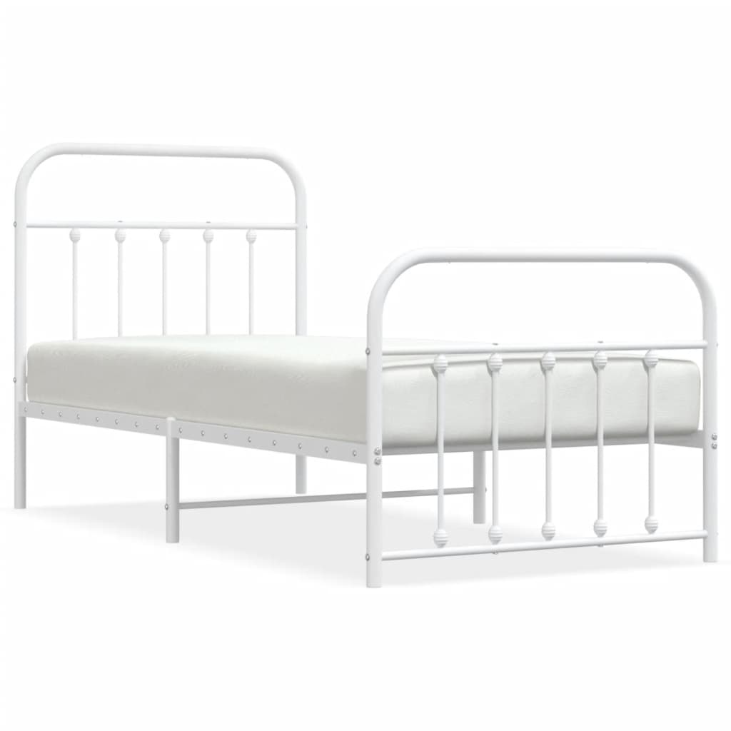 Bedframe met hoofd- en voeteneinde metaal wit 90x190 cm is nu te koop bij PeponiXL, paradijselijk wonen!