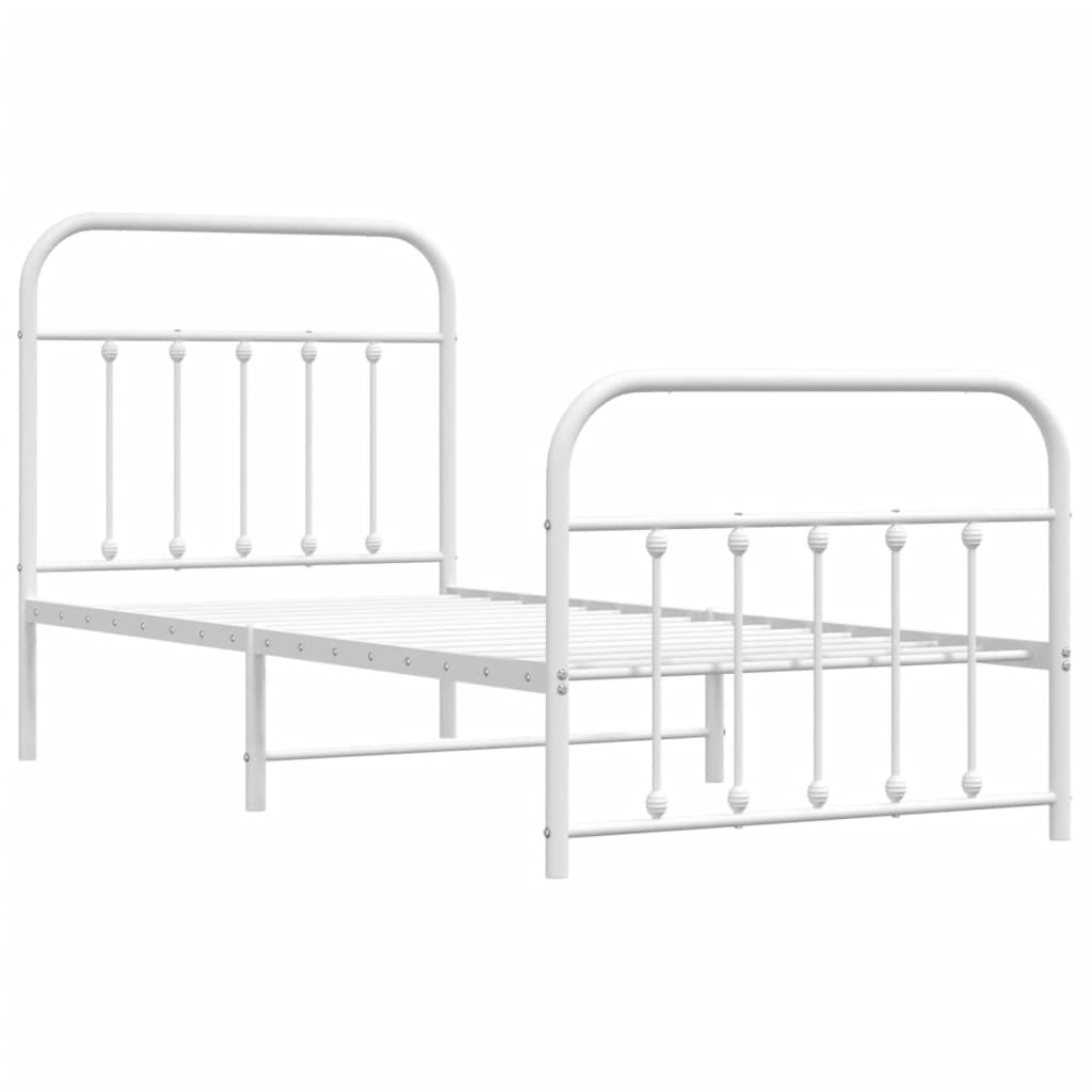 Bedframe met hoofd- en voeteneinde metaal wit 90x190 cm is nu te koop bij PeponiXL, paradijselijk wonen!